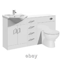 Vanity Unit Combined Sink & Toilet Bathroom Suite Furniture WC Set Drawer 1450