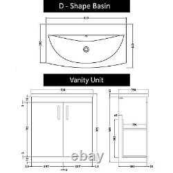Vanity Unit Floor Standing 2 Door Cabinet & Curve Basin Sink 500/600/800mm Black