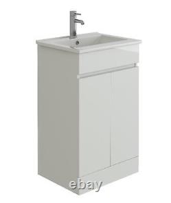 Vanity Unit Sink Basin 500 White Bathroom Gloss Floor Standing Storage Ceramic