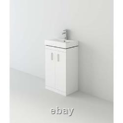 Vanity Unit Sink Basin Bathroom Furniture Set 450 White & Waterfall Mixer Tap