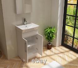 Vanity Unit Sink Basin Planet 600 White Bathroom Gloss Ceramic Cabinet Storage