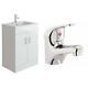 Vanity Unit Sink Basin Storage Bathroom Furniture Set Mixer Tap High White 600