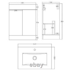 Vanity Unit Sink Basin Storage Bathroom Furniture Set Mixer Tap High White 600