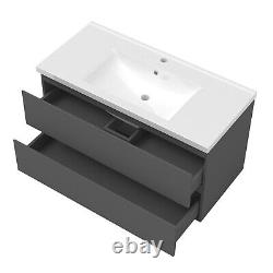 Vanity Unit Sink Ceramic Basin Wall Hung Bathroom Furniture White 500mm 600mm