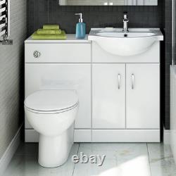 Vanity Unit Toilet WC Basin Sink Bathroom Storage Furniture 1048mm White Gloss