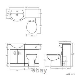 Vanity Unit Toilet WC Basin Sink Bathroom Storage Furniture 1048mm White Gloss