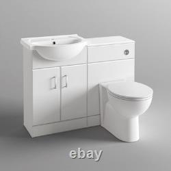 Vanity Unit Toilet WC Basin Sink Bathroom Storage Furniture 1048mm White Gloss