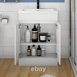 Vanity Unit with Basin Sink Gloss White Floor Standing 500mm Bathroom Cabinet