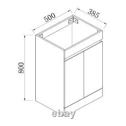 Vanity Unit with Basin Sink Gloss White Floor Standing 500mm Bathroom Cabinet