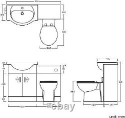 Vanity Unit with Combined Sink & Toilet Bathroom Suite Furniture WC Set 1150