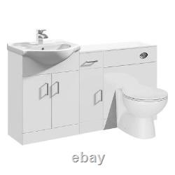 Vanity Unit with Combined Sink Toilet Bathroom Suite Furniture WC Set 1400mm