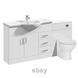 Vanity Unit with Combined Sink Toilet Bathroom Suite Furniture WC Set 1550mm