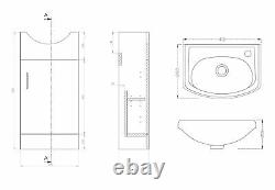 VeeBath Linx Basin Vanity Cabinet White Cloakroom Bathroom Sink Unit 420mm