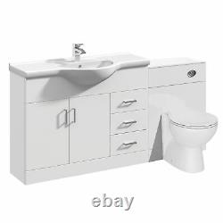 VeeBath Linx Bathroom Vanity Unit WC Toilet Pan Cistern Furniture Set 1550mm