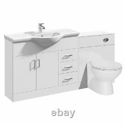 VeeBath Linx Bathroom Vanity Unit WC Toilet Pan Cistern Furniture Set 1650mm