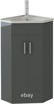 VeeBath Linx Corner Cloakroom Vanity Basin Cabinet Unit Grey