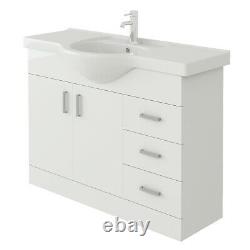 VeeBath Linx Vanity Basin Cabinet Storage Unit Gloss White Ceramic Sink 1050mm