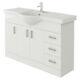 Veebath Linx Vanity Basin Cabinet Storage Unit Gloss White Ceramic Sink 1200mm