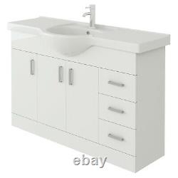 VeeBath Linx Vanity Basin Cabinet Storage Unit Gloss White Ceramic Sink 1200mm