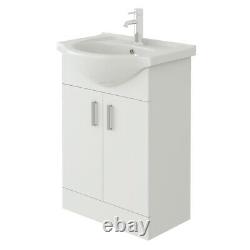 VeeBath Linx Vanity Basin Cabinet Storage Unit Gloss White Ceramic Sink 550mm