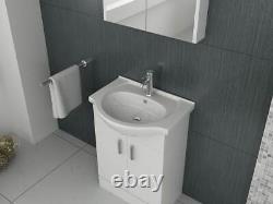 VeeBath Linx Vanity Basin Cabinet Storage Unit Gloss White Ceramic Sink 550mm