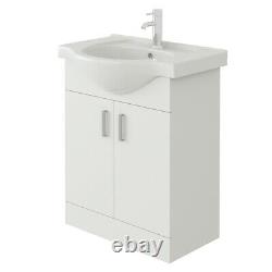 VeeBath Linx Vanity Basin Cabinet Storage Unit Gloss White Ceramic Sink 650mm