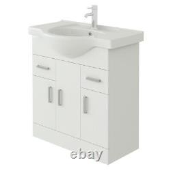 VeeBath Linx Vanity Basin Cabinet Storage Unit Gloss White Ceramic Sink 750mm