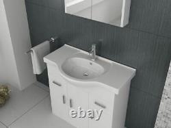 VeeBath Linx Vanity Basin Cabinet Storage Unit Gloss White Ceramic Sink 850mm