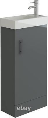 VeeBath Sheen Cloakroom Vanity Basin Cabinet Unit Gloss Grey