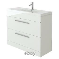 VeeBath Sobek Vanity Basin Cabinet Unit White Storage Sink Furniture 1000mm