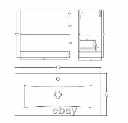 VeeBath Sobek Vanity Basin Cabinet Unit White Storage Sink Furniture 800mm