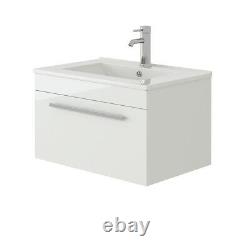 VeeBath Sphinx Vanity Basin Cabinet Wall Hung White Furniture Sink Unit 600mm