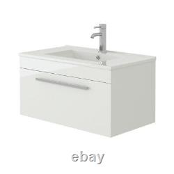 VeeBath Sphinx Vanity Basin Cabinet Wall Hung White Furniture Sink Unit 700mm