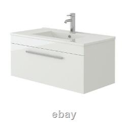 VeeBath Sphinx Vanity Basin Cabinet Wall Hung White Furniture Sink Unit 800mm