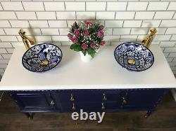 Vintage Bathroom Vanity Sink Basin Unit With Double Basins Furniture Twin Sinks