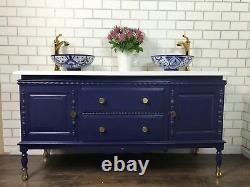 Vintage Bathroom Vanity Sink Basin Unit With Double Basins Furniture Twin Sinks