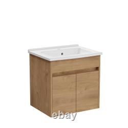 VitrA Golden Oak Vanity Unit Wall Hung Bathroom Sink Drawer Door Basin Storage