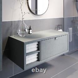 Vitusso Garda Concrete Wall Hung Vanity Unit 1100mm Width LH