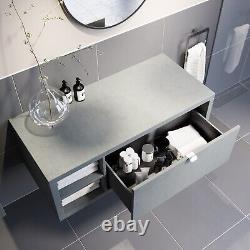 Vitusso Garda Concrete Wall Hung Vanity Unit 1100mm Width LH