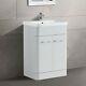 Volex Freestanding Bathroom Vanity Unit Ceramic Basin Cabinet Gloss White 600 Mm