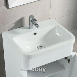 Volex Freestanding Bathroom Vanity Unit Ceramic Basin Cabinet Gloss White 600 mm