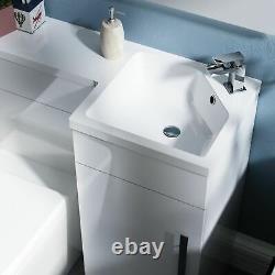 WC Basin White RH 900 mm Vanity Sink and Toilet Unit Concealed Cistern Ellen