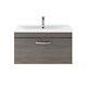 Wall Hung 1 Drawer Vanity Unit With Mid Edge Basin, 800mm, Brown Grey Avola