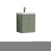 Wall Hung 2 Door Vanity Unit With Ceramic Sink 500mm Satin Green