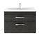 Wall Hung 2 Drawer Vanity Unit With Mid Edge Ceramic Basin, 800mm, Hacienda Black