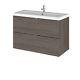 Wall Hung 2 Drawers Vanity Unit And Ceramic Basin, 800mm, Brown Grey Avola