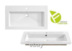Wall Hung Bathroom 60cm Vanity Unit Basin Sink Tall Laundry Cabinet Oak Capri