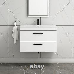 Wall Hung Bathroom Sink Vanity Unit Furniture Cabinet 2 Drawer 500/600/800mm