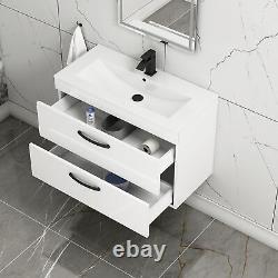 Wall Hung Bathroom Sink Vanity Unit Furniture Cabinet 2 Drawer 500/600/800mm