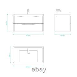 Wall Hung Bathroom Vanity Unit And Sink Basin Matt Bali Grey 2 Drawers 900mm